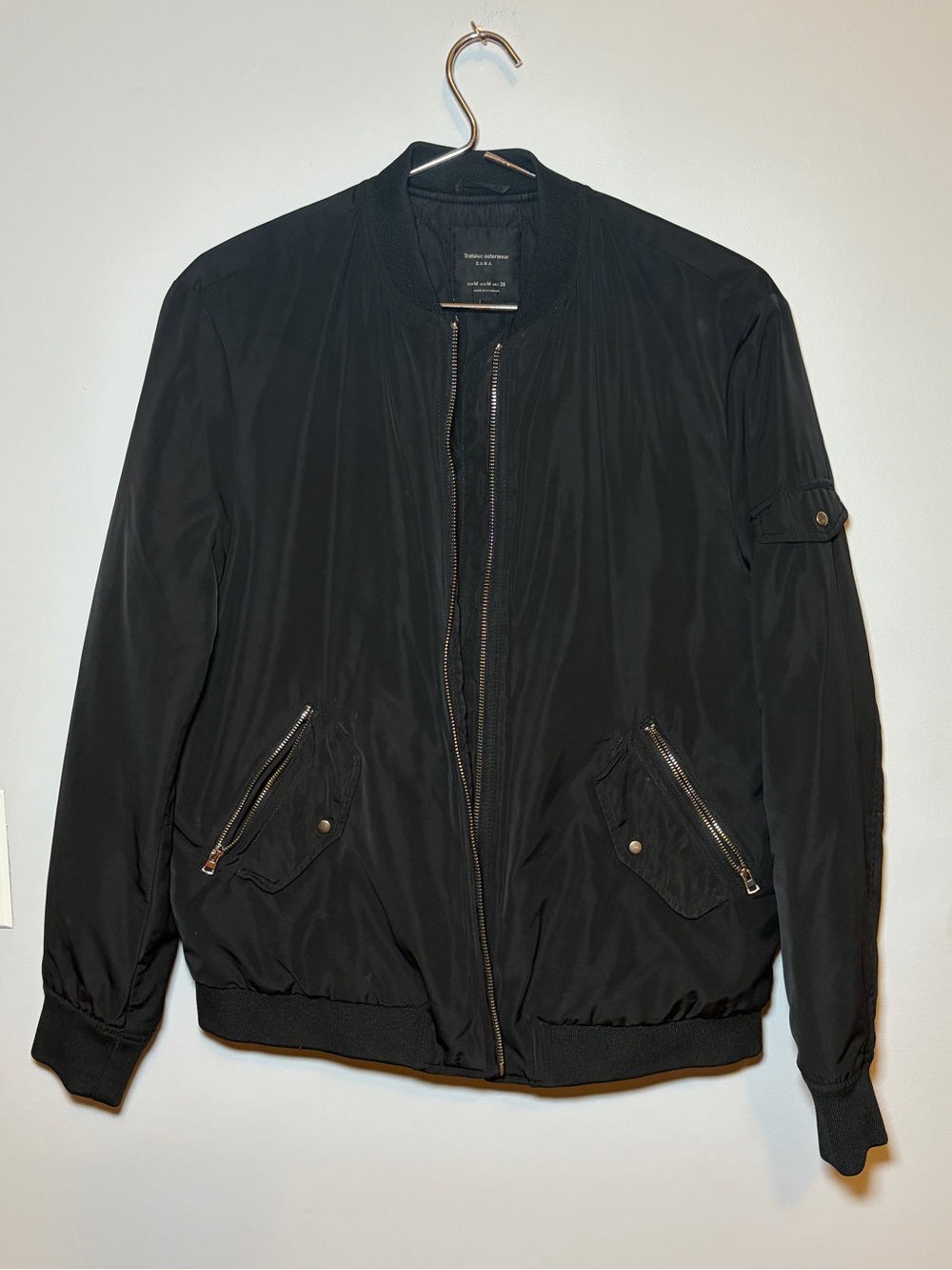 Black Bomber Jacket - Men's Lightweight Zip Front
